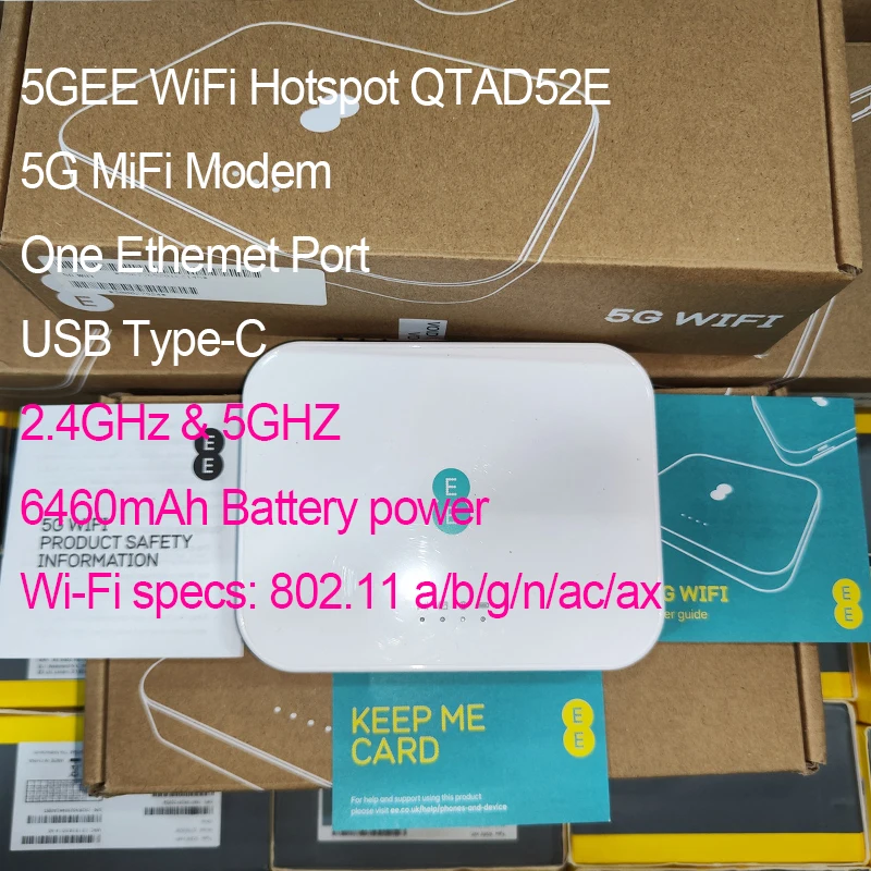 5GEE Pocket WiFi Router 2.33Gbps Dual Band 2.4/5GHz Mobile Hotspot Broadband Wi-Fi 6 4G LTE MiFi Router With Sim Card Slot