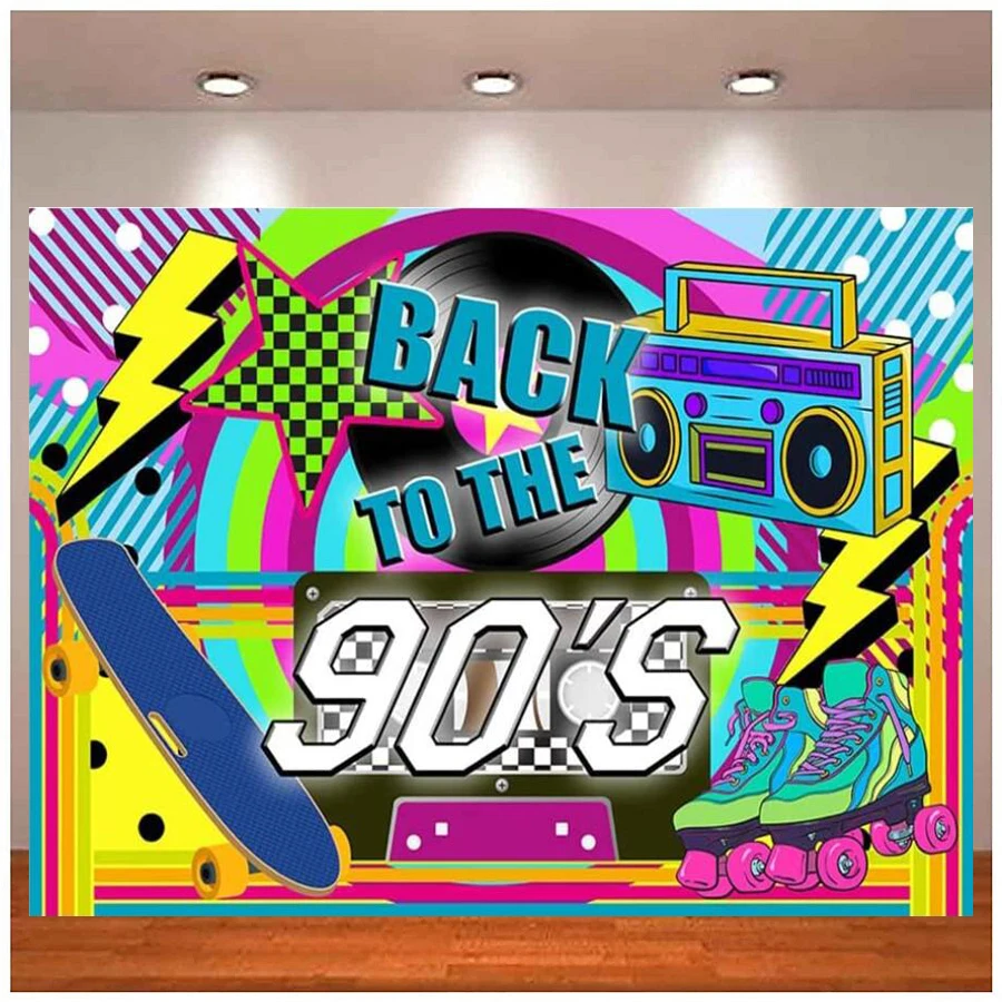 Photography Backdrop Back To The 90's Birthday Party Decorations For Adults Retro Hip Hop Graffiti Radio Background Photo Booth