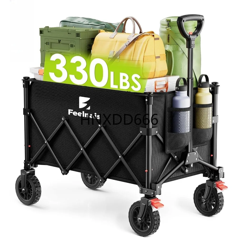 

Wheels, Folding Wagon Cart with Adjustable Handle, 135L, Garden Carts
