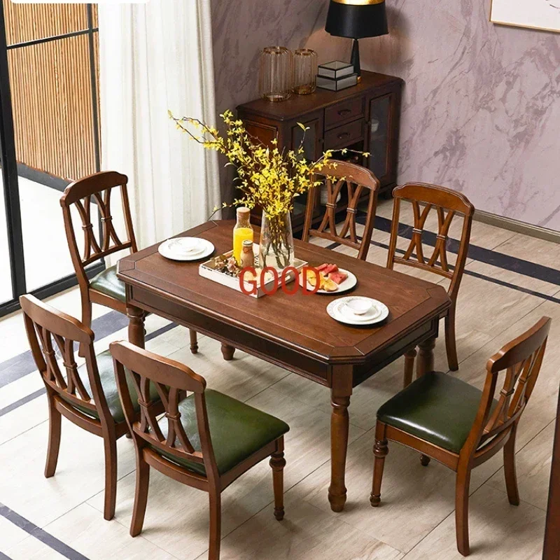 

Обеденный стол в американском стиле, набор из массива дерева: прямоугольный обеденный стол и стулья