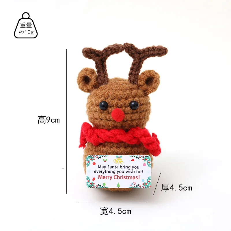 2025, Weihnachts-Häkelpuppen, niedliche positive Häkeltiere, handgefertigt, gestrickt, Weihnachtsgeschenk, Dekoration – Detail 8