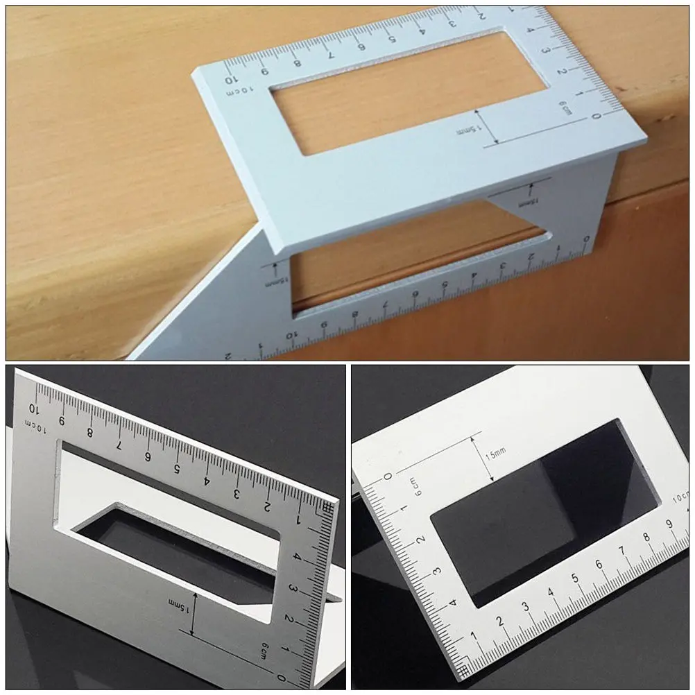 

Aluminum Alloy T Ruler Right Angle Scribing Ruler Multifunctional 45 90 Degree Woodworking Tool Accurate Marking Locator