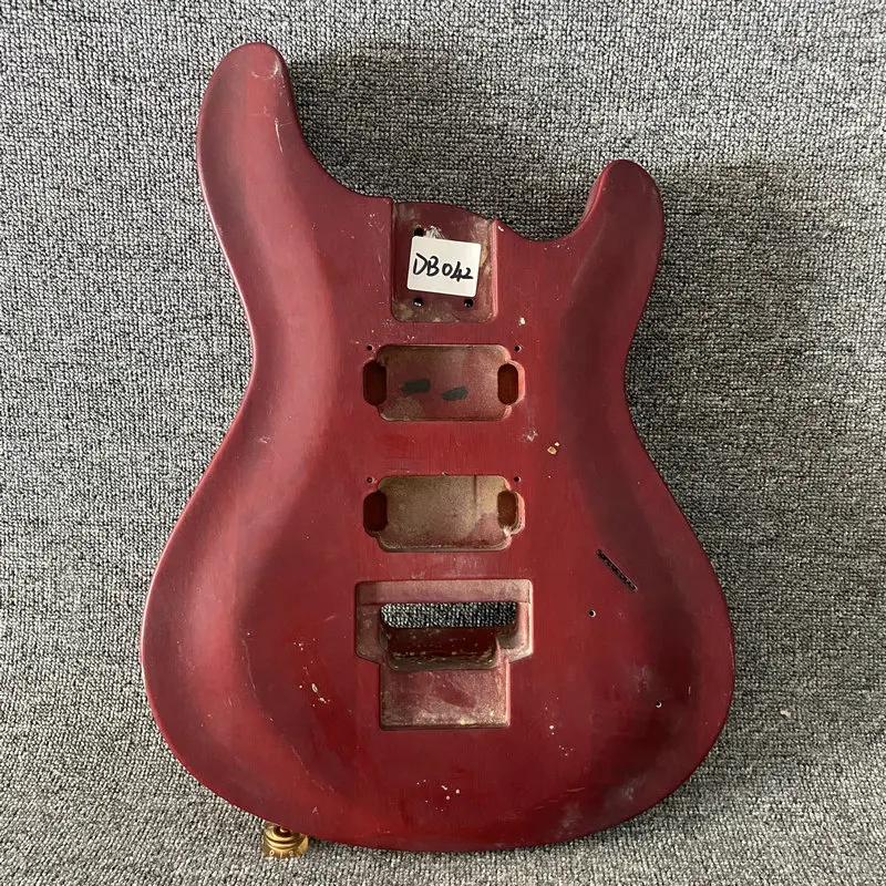 DB042 Custom Order Floyd Rose Electric Guitar Unfinished 6 Strings Guitar Body Wine Red Color in Solid Wood with Damages diy