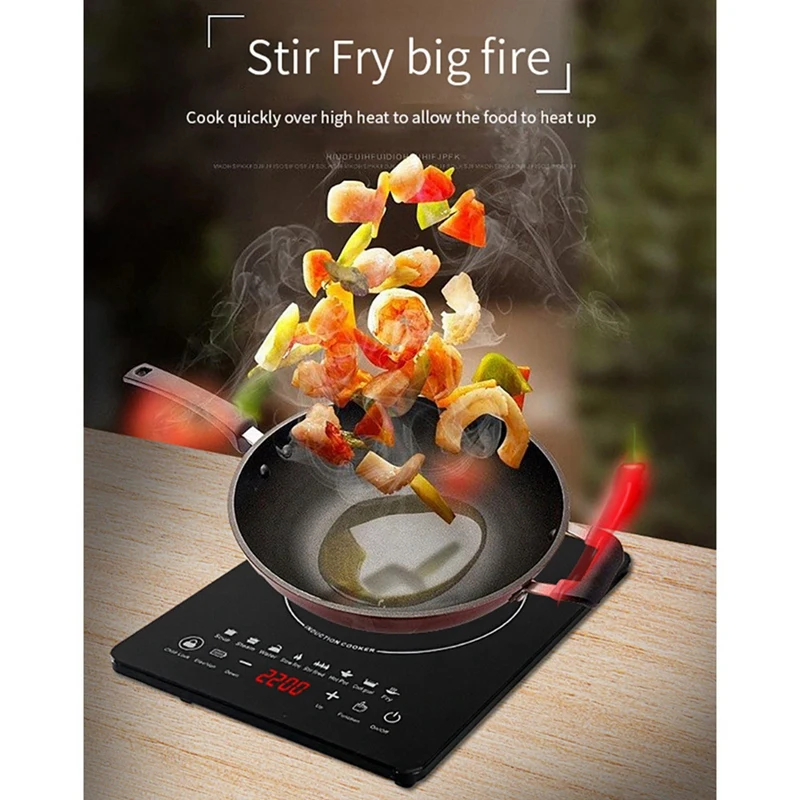 Portable Induction Cooktop 8Temp Touch Burner Cooker Countertop Burner Induction Hotplate Low Noise 2200W Sensor