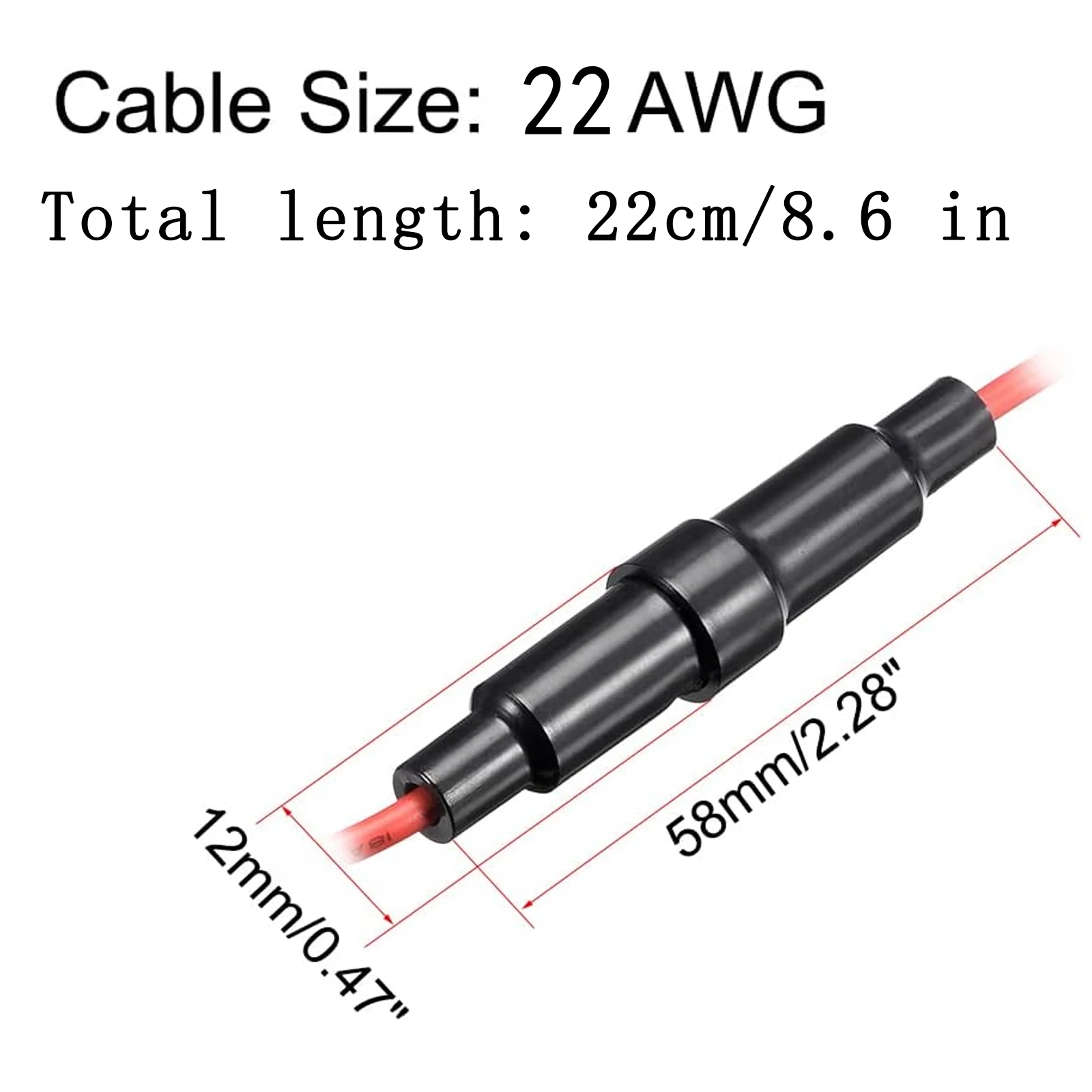 20pcs In Line Fuse Holder Screw Type, AGC Fuse Holders 5x20mm 22AWG Cable