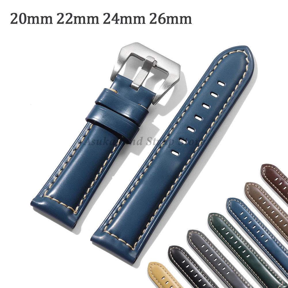 

Ремешок для часов из глянцевой воловьей кожи 20 мм, 22 мм, 24 мм, 26 мм для Panerai PAM111/441/312, мужской спортивный ремешок для часов, ремешок из натуральной кожи