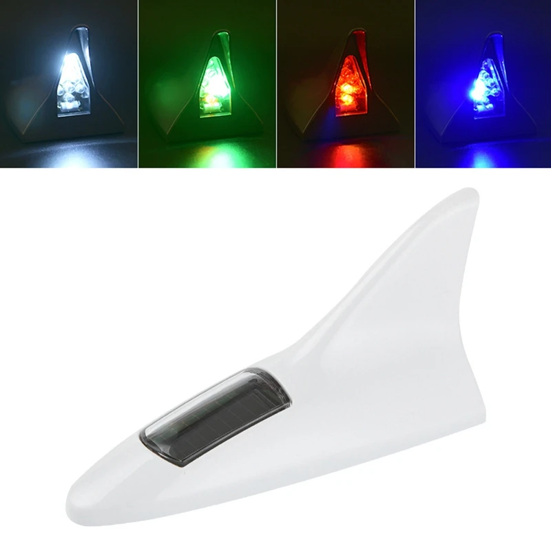 AU04 -Universal Solar LED Light Car Fin Antenna Roof Tail Modified Light Belt Antenna Driving Safety Warning Light