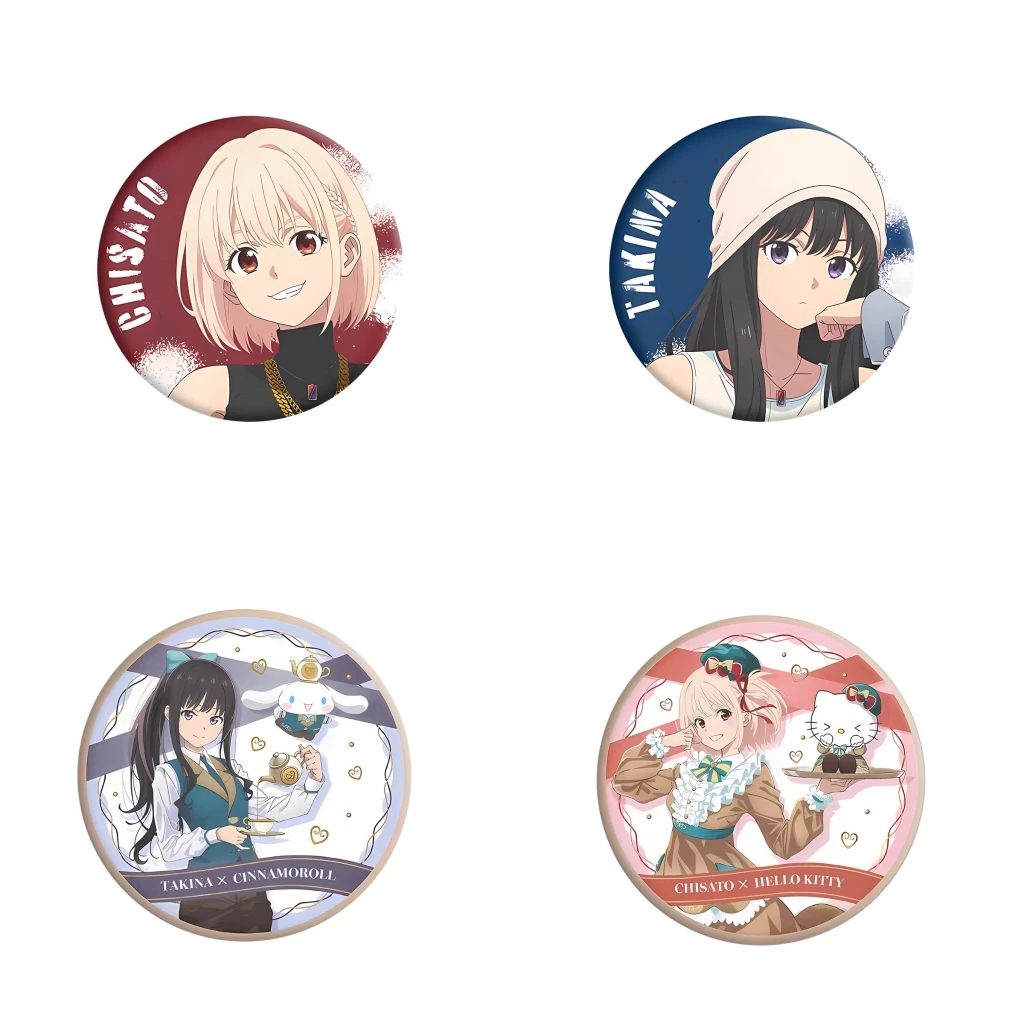 

58mm Anime Lycoris Recoil Nishikigi Chisato Inoue Takina Cosplay COSTUME Badge Pin SPTE Tinplate Brooch Gilf
