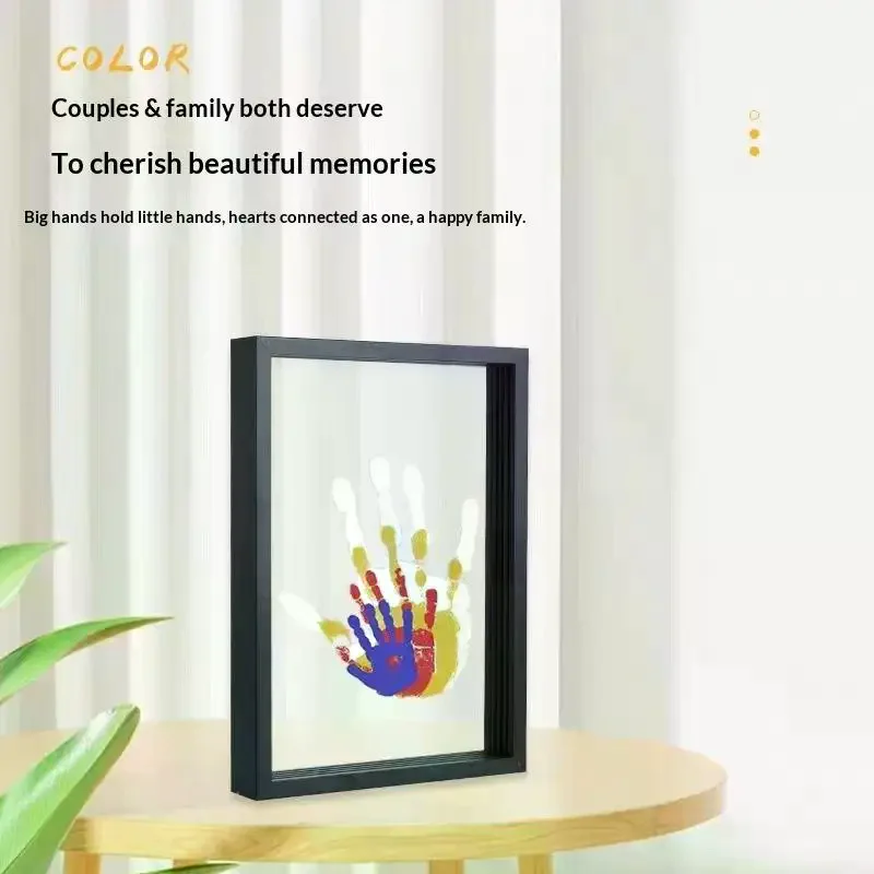 DIY Wooden Family Handprint Photo Frame Set Complete Kit With 6 Paints Pen Eraser Paintbrush For Family Memory Keepsake Decor