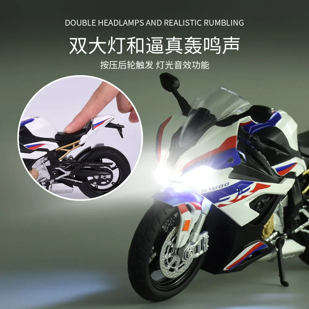 1:12 BMW S1000RR Motorcycle Toy Diecast Metal Racing Model Super Sport Miniature Collection Gift For Boy Children M27