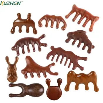 หวีนวดไม้แบบไม่มีด้ามหวีไม้หัวฝังเข็มหวีแปรงไม้จันทน์ฟันกว้างสำหรับอุปกรณ์ดูแลสุขภาพ