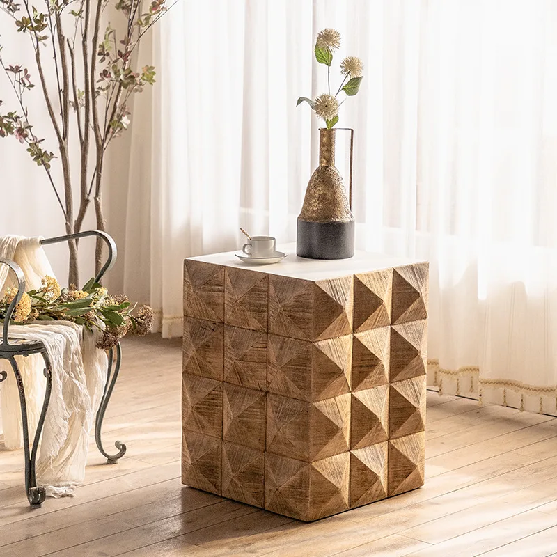 Homestay style simple coffee table Japanese solid wood retro old small apartment sofa, living room special-shaped coffee table