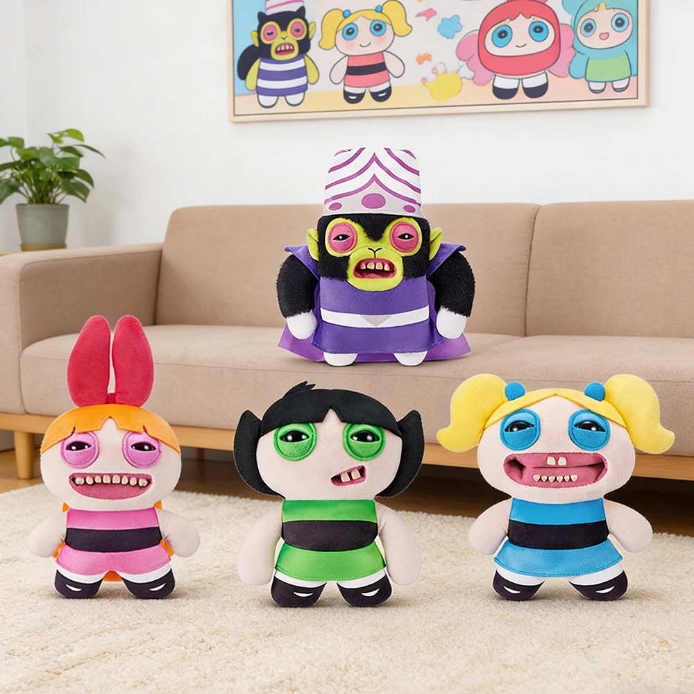 Fuggler con las Chicas Superpoderosas, Peluches Originales de Monstruos con Dientes Feos, Blossom, Bubbles, Buttercup, ChuChu, Muñecos de Peluche de Demonios, Regalos