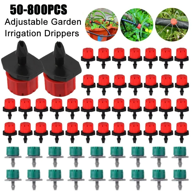50-800 pièces goutteurs d'irrigation arroseurs réglable compte-gouttes d'eau tête d'arrosage tête de débit système d'irrigation d'arrosage de jardin