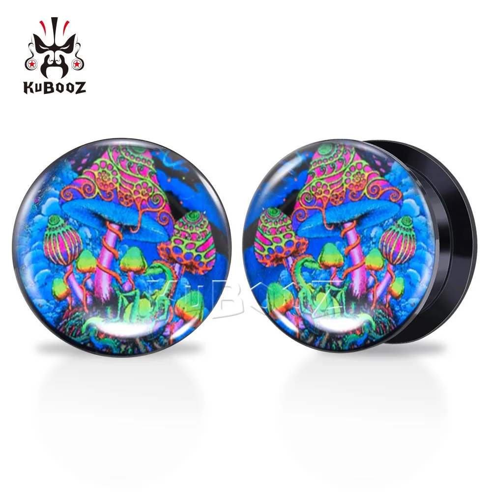 Wholesale Price Acrylic Mysterious Mushroom Ear Plugs Piercing Gauges Tunnels Body Jewelry Earring Expanders 6-30mm 80PCS