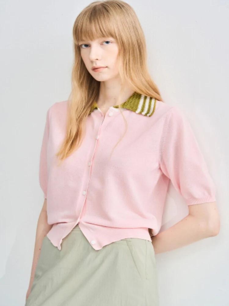

Korean Sle Summer New Loose Knitted ort Sve Collar Open Cardigan Faion Casual Versatile Slimming Effect Women's...