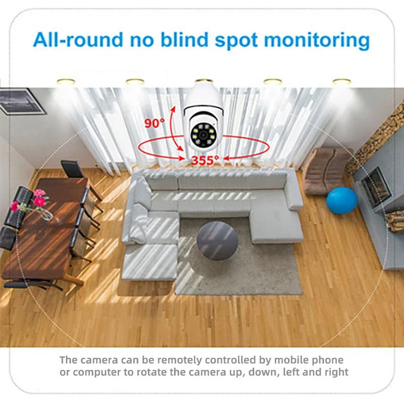 E27 1080P WiFi PTZ Indoor Security Camera with Motion Tracking Audio Motion Detection Family Wireless IP CCTV