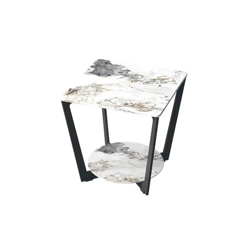 Sofa side corner light luxury marble rock slab balcony square small coffee table Nordic modern simple bedside table