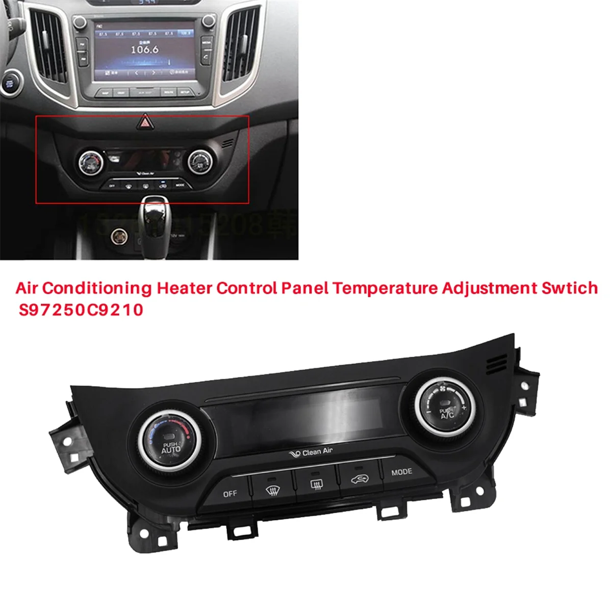 Car Air Conditioning Heater Control Panel S97250C9210 for Hyundai IX25 Creta 14-17 AC Temperature Adjustment Swtich Knob