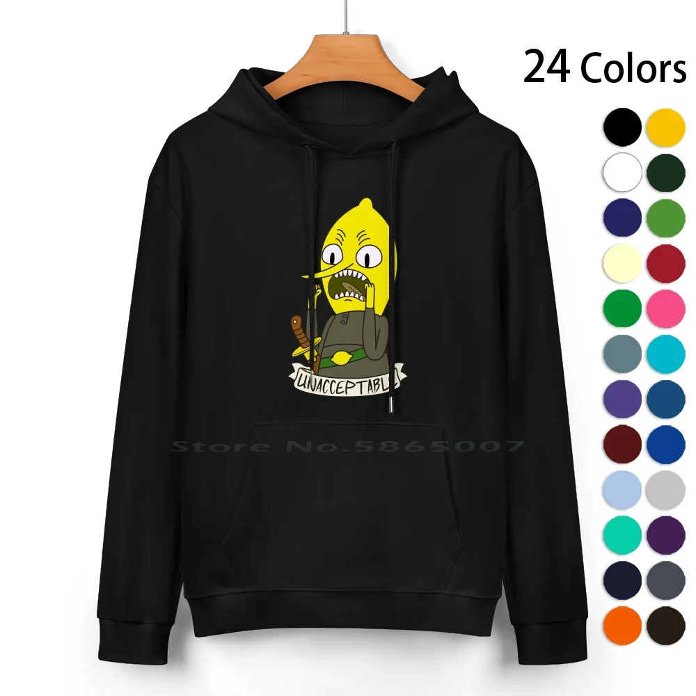 Lemongrab Pure Cotton Hoodie Sweater 24 Colors Lemongrab Cartoon Unacceptable Quote Banner Verse Intolerable Sword Fight Angry