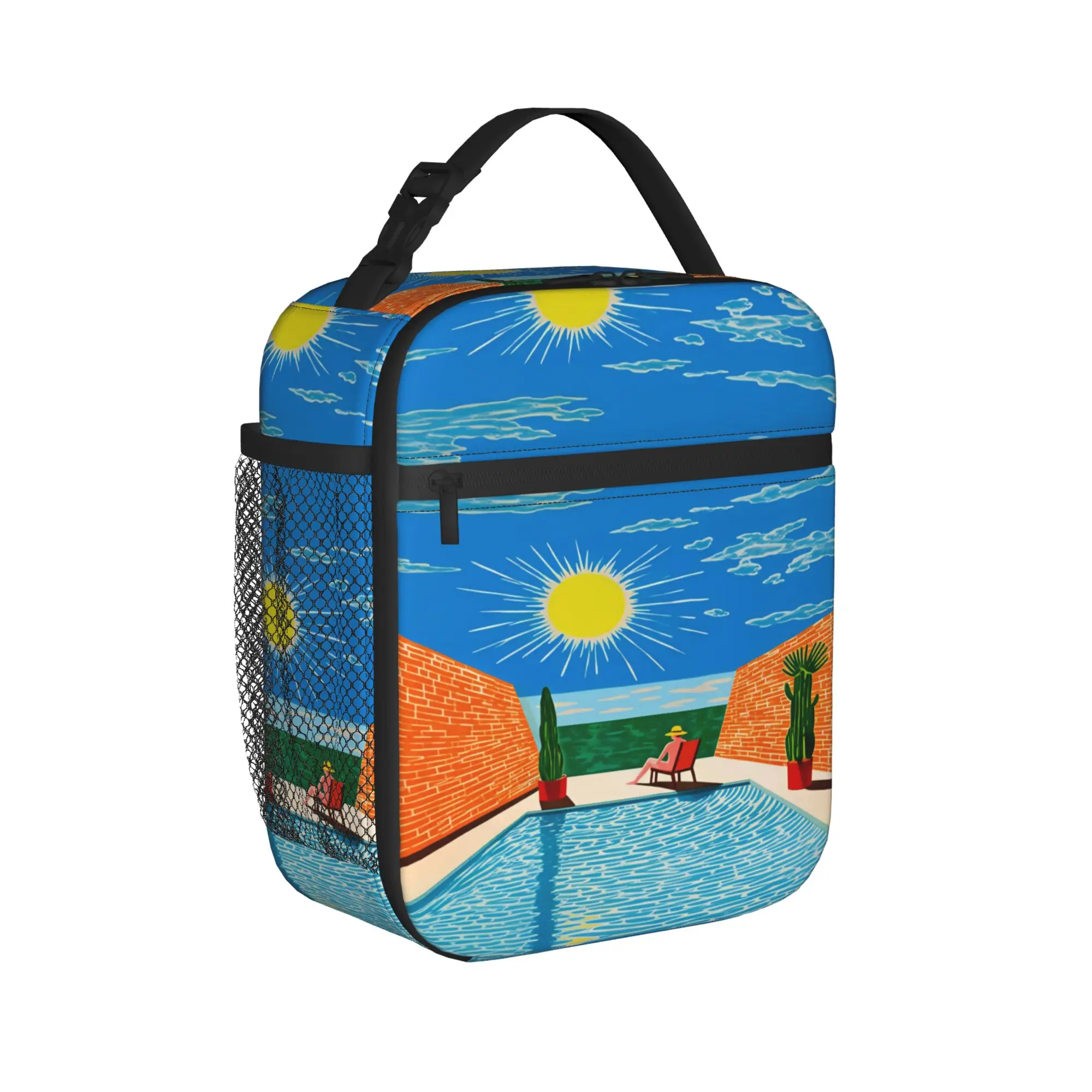 David Hockney Vintage VL22 Poster Lunch Bag  Casual Lunch Box Picnic Portable Tote Food Bags For Child Oxford Print Cooler Bag