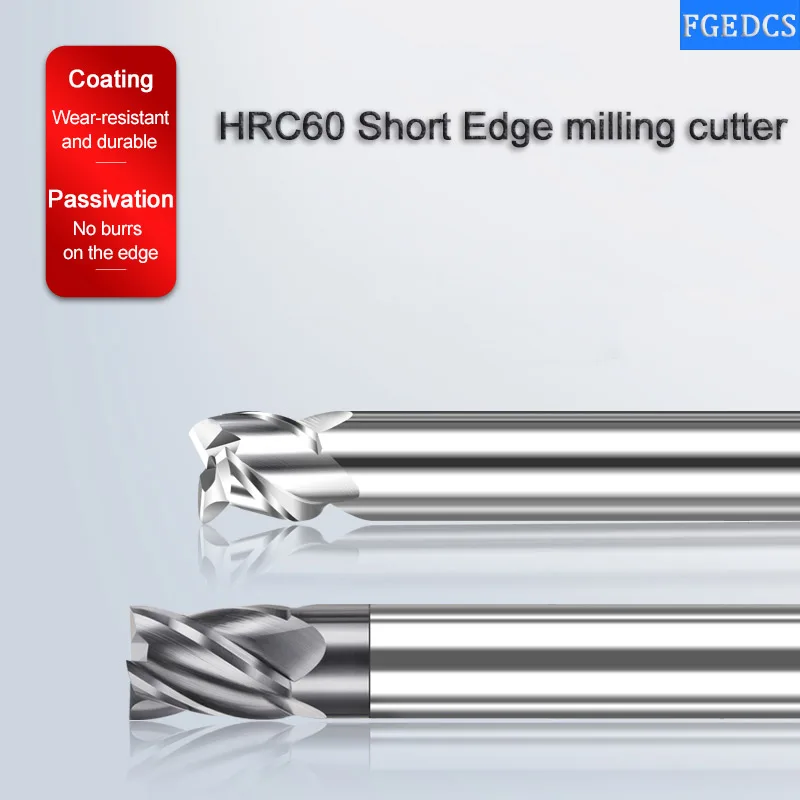 Carbide Tungsten Steel Milling Cutter Short-edged 4 Flute end mill 3 Flute Aluminum Milling Cutter CNC Maching Milling Tools 60°