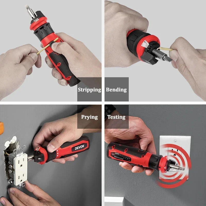 Devon 5612 Multifunctional Mini Handheld Electric Screwdriver USB Built-in Rechargeable Measurable Electricity for Electrician