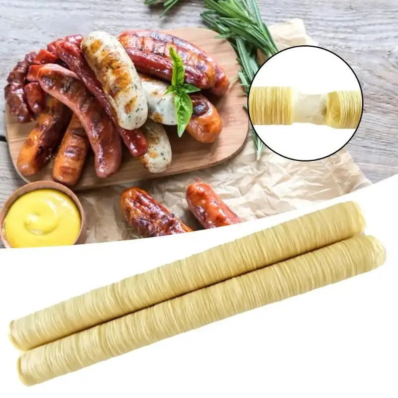 5 metros/carcasa de salchicha de raíz asada fácil de pelar embalaje de salchichas secas carcasa de colágeno de salchicha herramientas de cocina