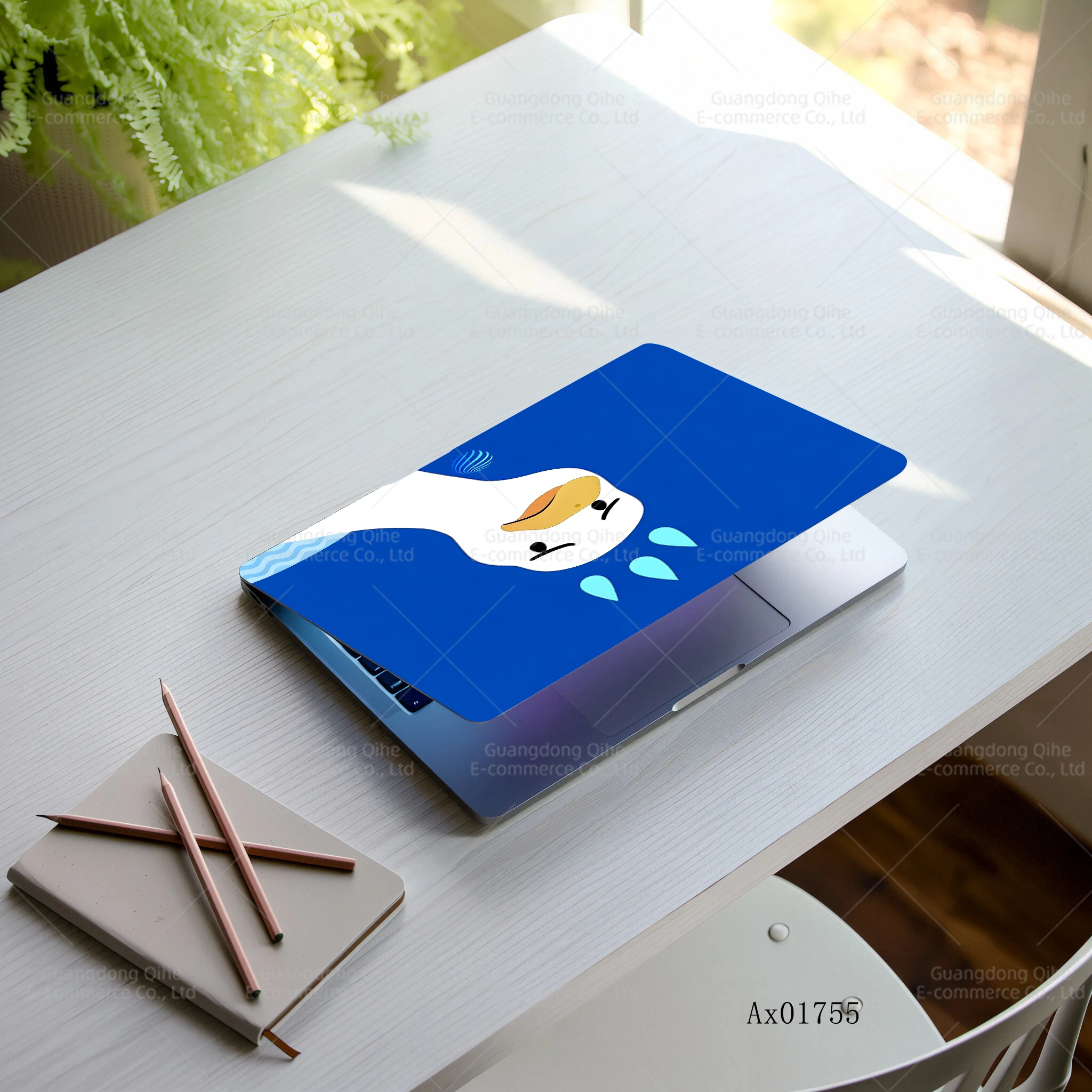 2pcs Cute Cartoon Duck Laptop Self-adhesive Sticker for MacBook Air Hard Shockproof High Quality PC Laptop Skin Protective Cover