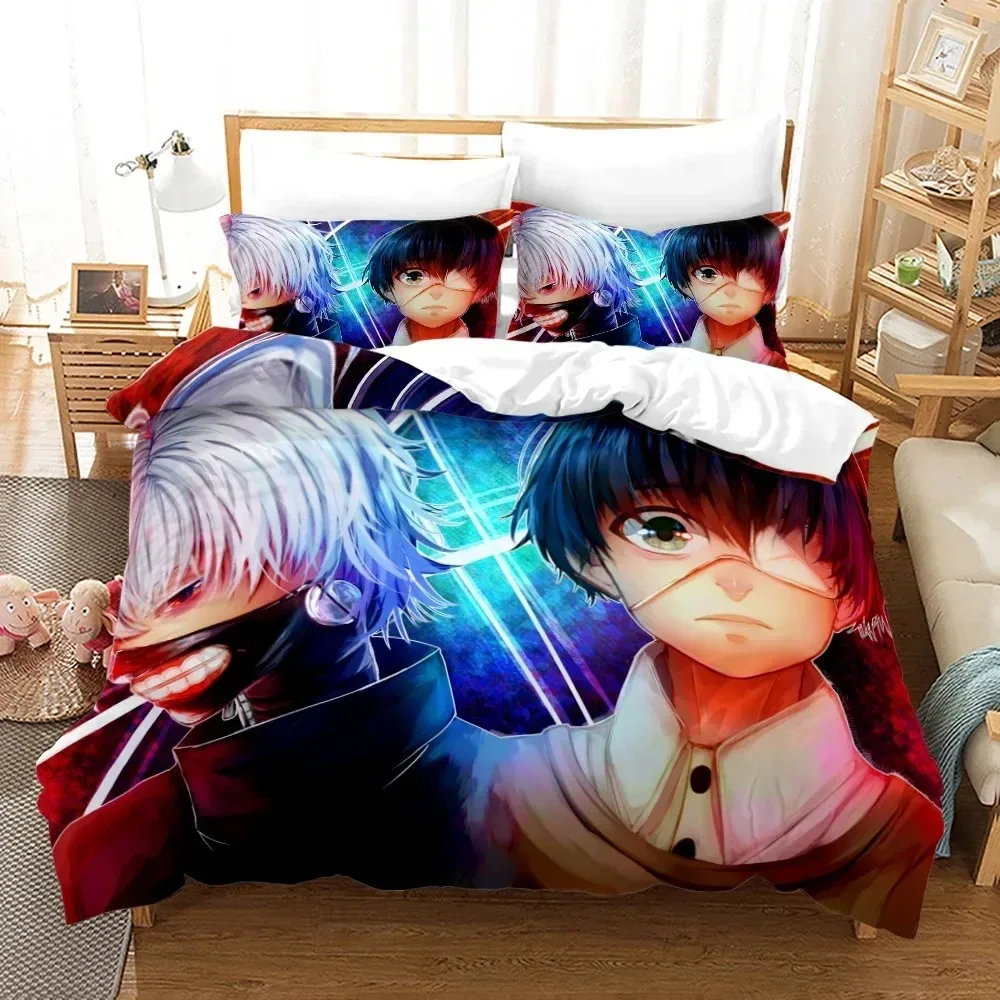 Tokyo Ghoul Kaneki Ken  Duvet Cover Sets  Cartoon Bedding Set Sheet Children Room Bed Sheet Pillow Case