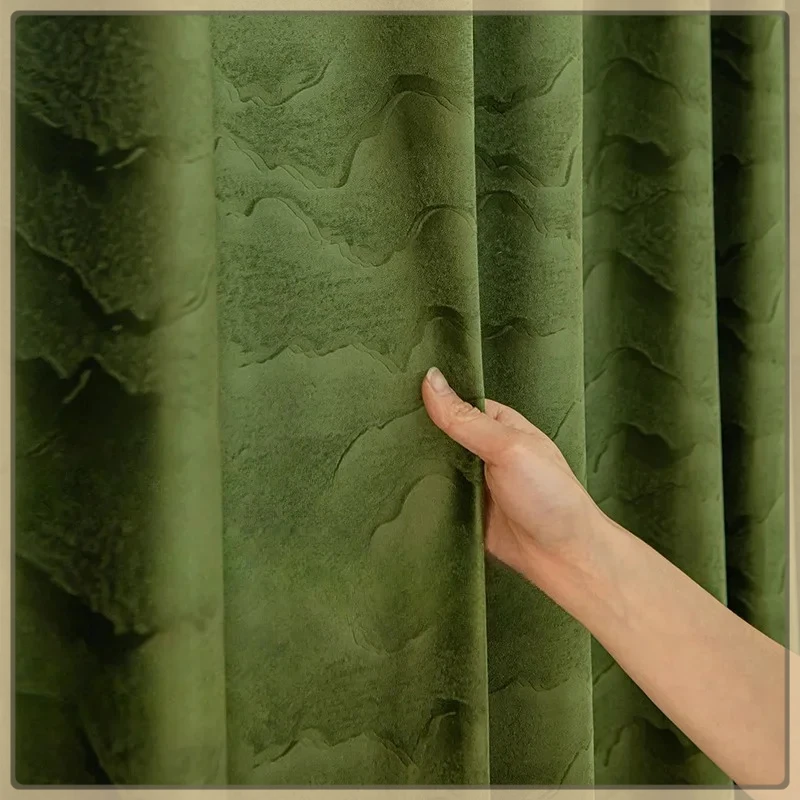 

Curtains Custom Size New French Light Luxury Blackout VelvetCurtains for Living Dining Room Bedroom Window Finished Products