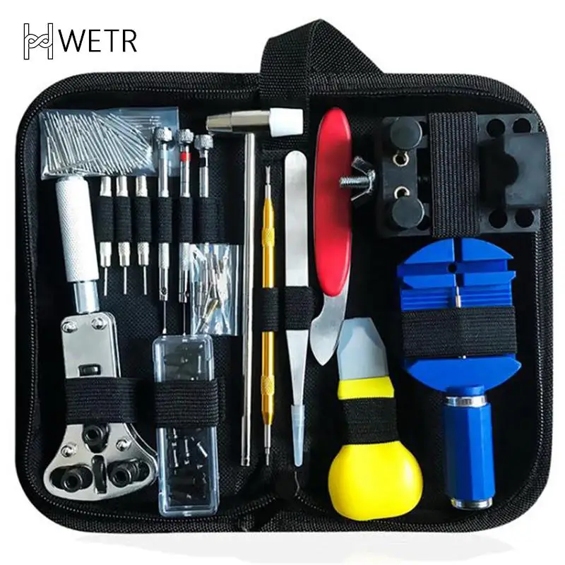 Kit com 147 peças para reparo de relógio, ferramentas para conserto, abridor, removedor de pino, relógios de pulso, fabricante de horloge