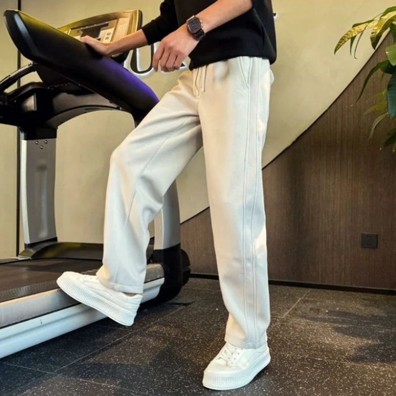 

Мужские спортивные брюки прямого кроя на осень-зиму, повседневные, с завязками на талии, удобные, свободного кроя, для повседневной носки