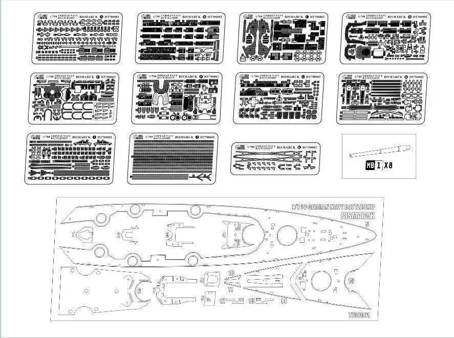 هنتر 1/700 HT700002 الألمانية سفينة حربية بسمارك ل Trumpeter أعلى جودة