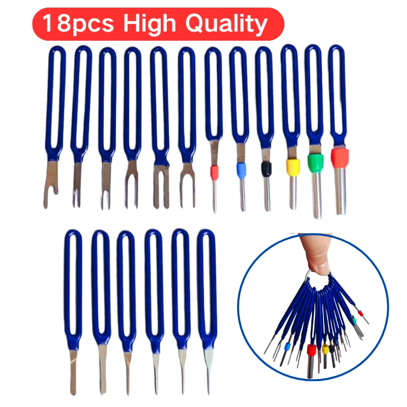 18pcs High Quality Car Terminal Removal Kit Universal Wire Plug Connector Extractor Puller Pin Remover Automotive Repairing Tool