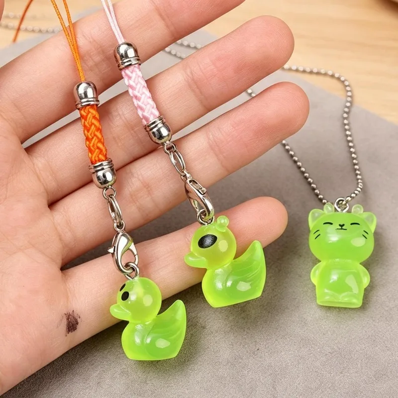 Creative Alien Cat Duck Resin Figurine Pendant DIY Desktop Decoration Item Charm Jelly Resin Luminous Green Alien Handmade Props