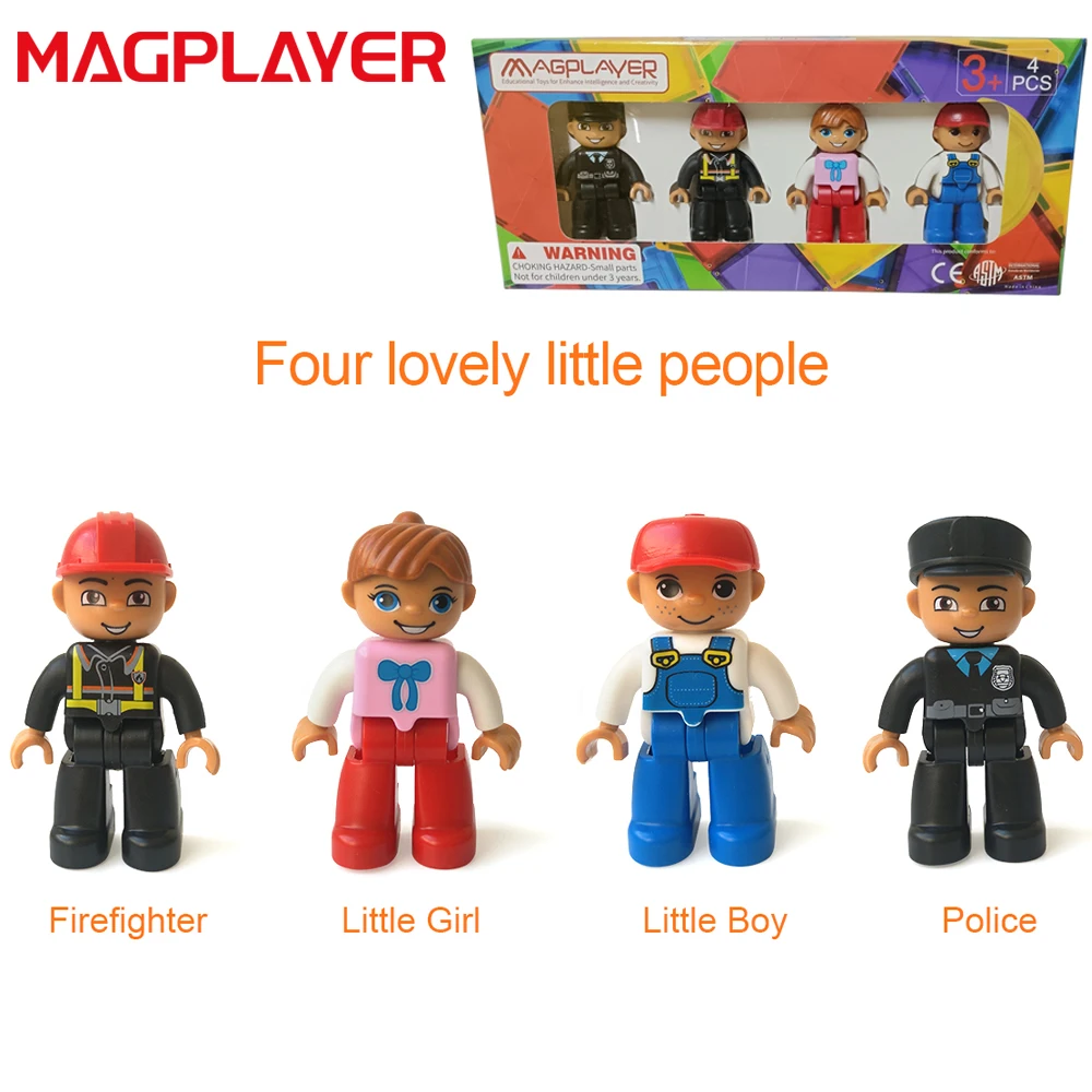 Magplayer Magnetic Lego Figures 4 PCS/Set Toy People Magnetic Blocks Accessories Compatible With Magnetic Tiles Educational Toys