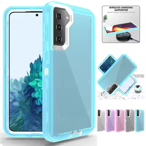 Heavy Duty Hybrid Shockproof Defend Clear Case For Samsung S25 S24 Ultra Plus S23 S22 S21 S20 S10 Plus Note 20 Ultra Note 10