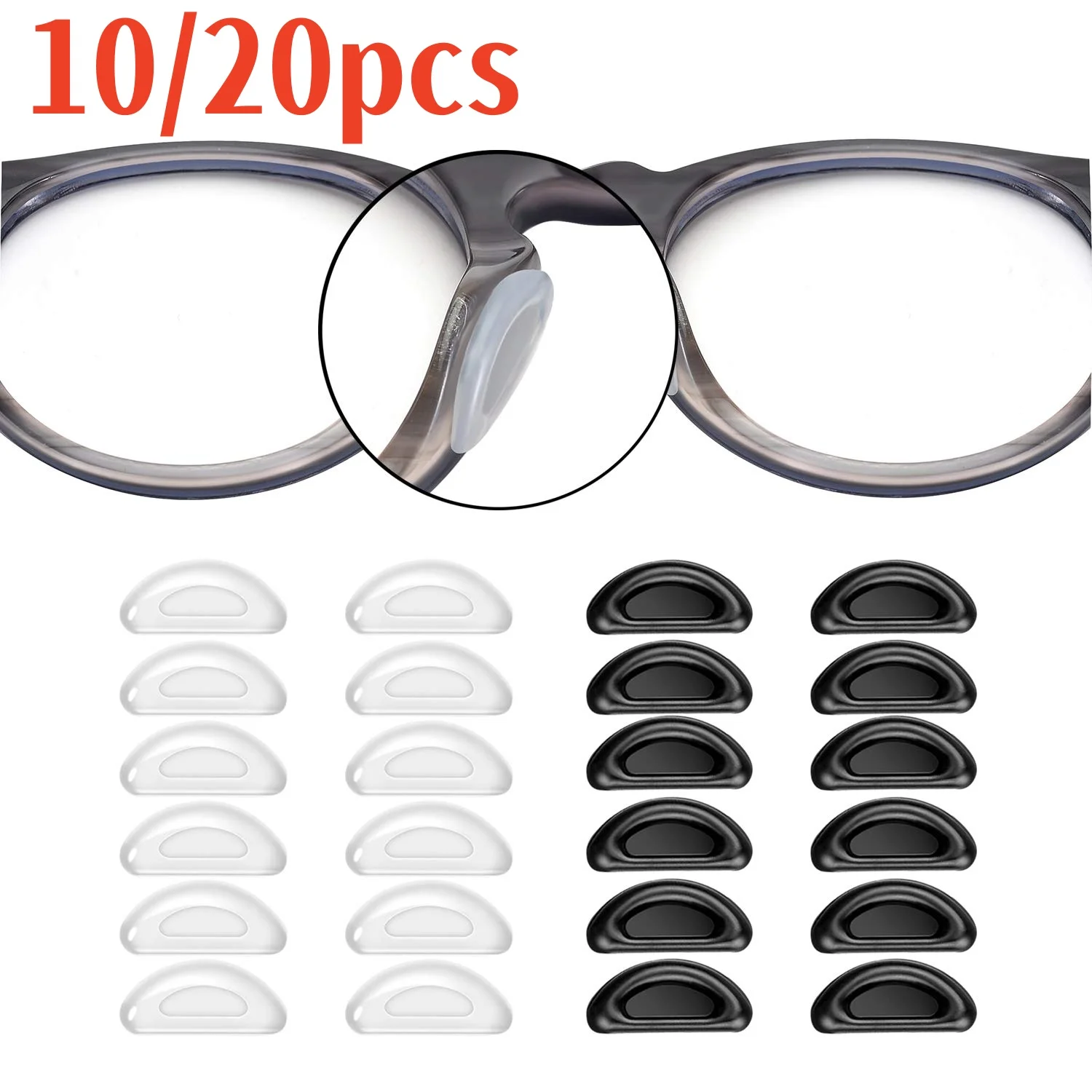 10/20 stücke Silikon Non-slip Nase Pads Licht Brillen Nase Unterstützung Eng Anliegende Silikon Gläser Nasen Halter Zubehör