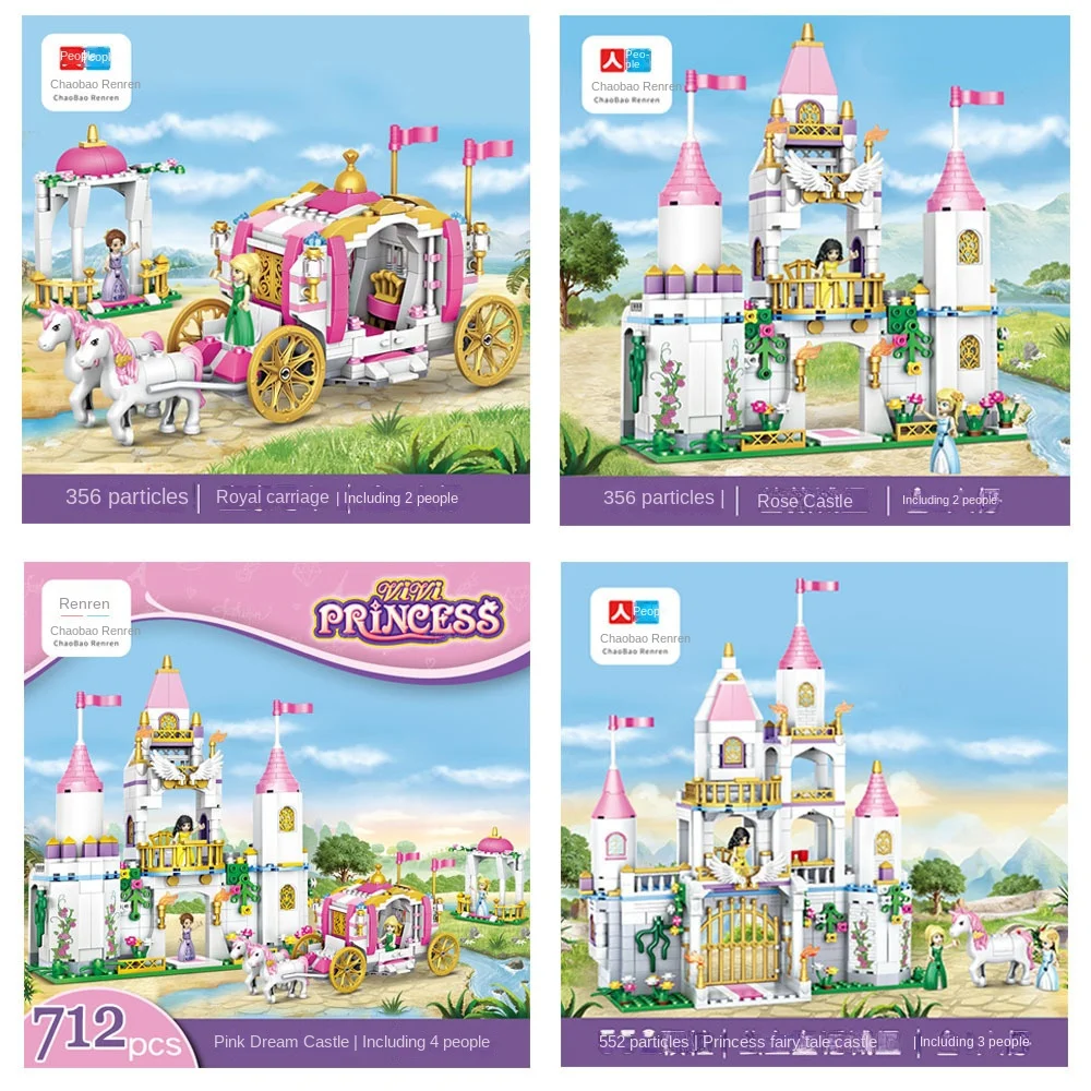 Juego de bloques de construcción de Castillo de hielo de princesa congelada, modelo de ladrillo, Mini figura para niños, regalos para niñas, juguete