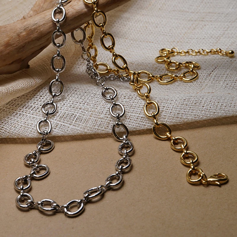 Peri\'sBox Gold/Silver Color Linked Small Circle Necklaces Beaded Geometric Necklaces for Women Minimalist Necklace 2020 Jewelry