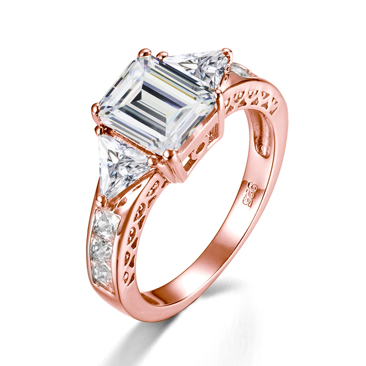 

Real 3ct D Color Emerald Cut Moissanite Engagement 925 Sterling Silver Rings For Woman Fine Jewelry GRA Certified Wholesale