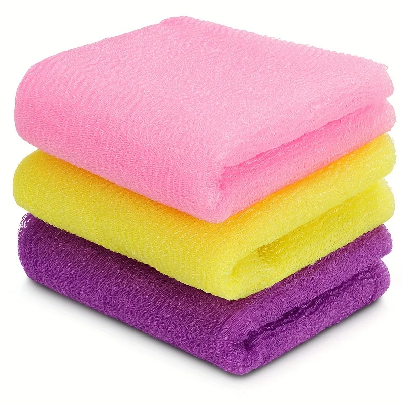 (3-Pack ) Exfoliating Sponge Loofah Exfoliating Washcloth Towel African Net Sponge Japanese Washcloth Exfoliating Body for Body