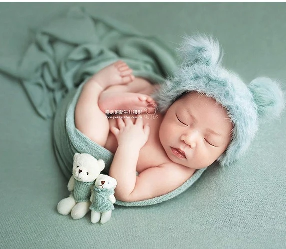 2026 New Newborn Photography Wrapping Cloth Baby Soft Knitted High Elasticity Wrapping Blanket Solid