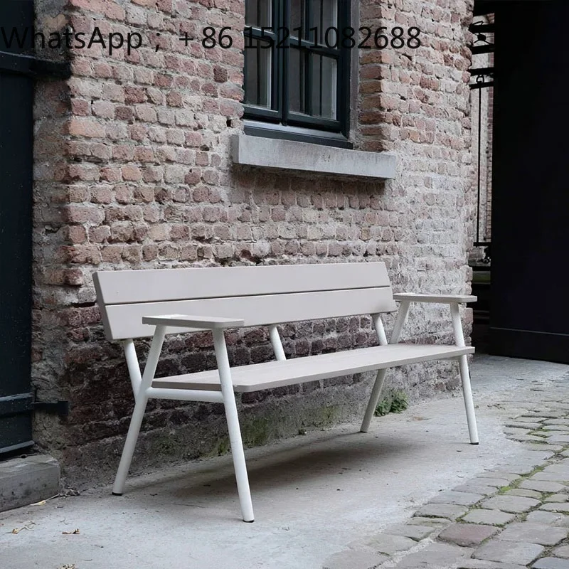 LLY park outdoor bench wrought iron strip stool outdoor cast aluminum courtyard property backrest leisure seat square chair