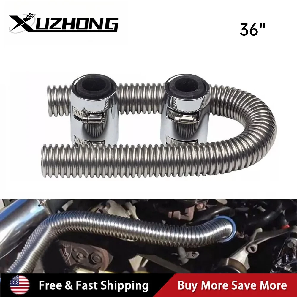 

36'' Universal Stainless Steel Radiator Flexible Coolant Water Hose Kit w/Caps