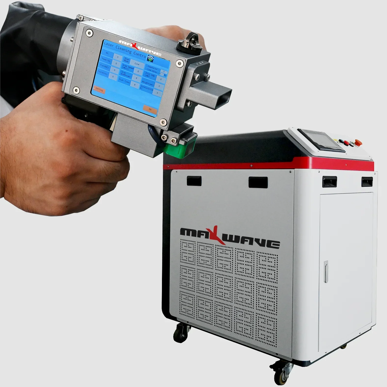 MAXWAVE Hand held 1500w 3 in 1 fiber laser cleaning cutting and welding machine for lithium battery