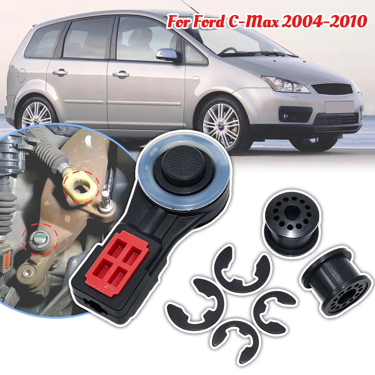 5 Speed Linkage Gear Cable Collet Connector & 2 Gear Shift Cable Bushing & 4 Secure E-clips Repair For Ford C-Max 2004 2005-2010