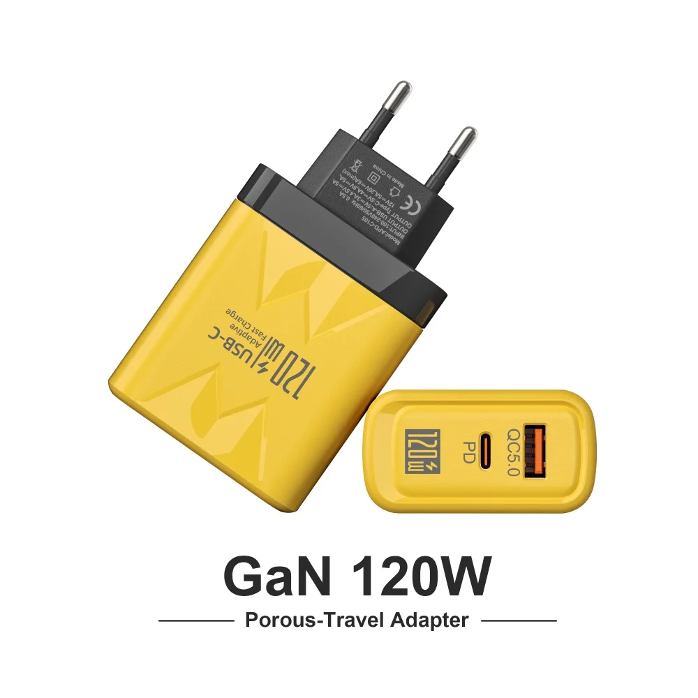 120W USB C Chargers 2 IN 1 Fast Charging Wall EU/US Plug Cha