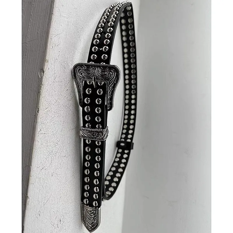 แฟชั่นผู้หญิงวินเทจหนังแท้รีเวทพังก์รัดตัวหญิง Cummerbund เสื้อเข็มขัดชุดตกแต่งเข็มขัดแคบ J136